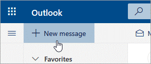 screenshot of the new message button in Outlook