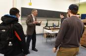 Douglas Holzhauer gives prospective students a tour of the new CGAM wing
